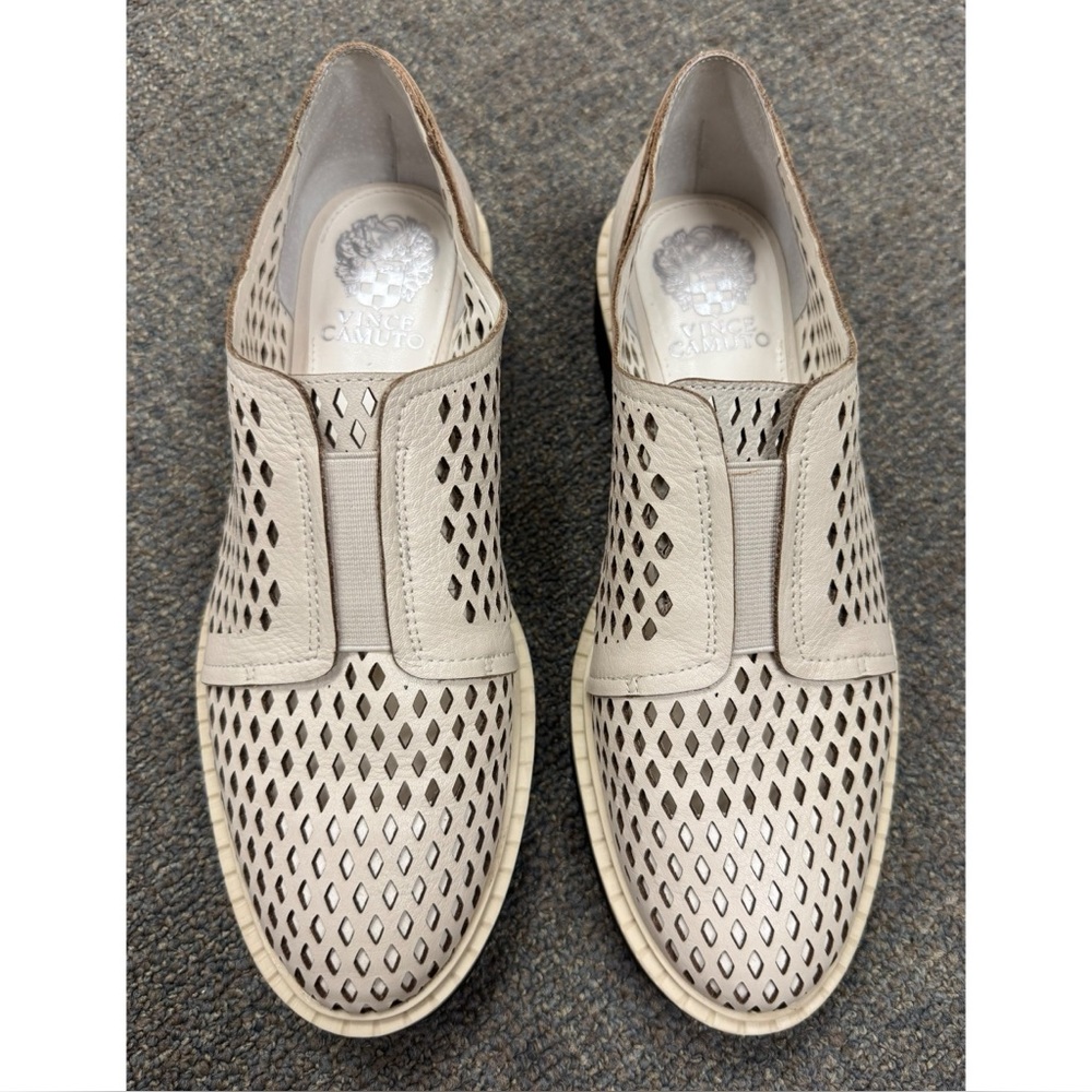 Vince Camuto Cream Perforated Flats